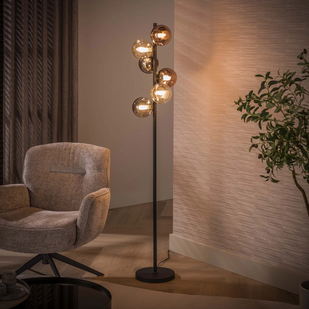 Vloerlamp design Orb zwart 6-lichts