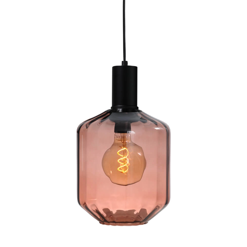 Hanglamp zwart Porto met Jagger red glas - Ø 19cm
