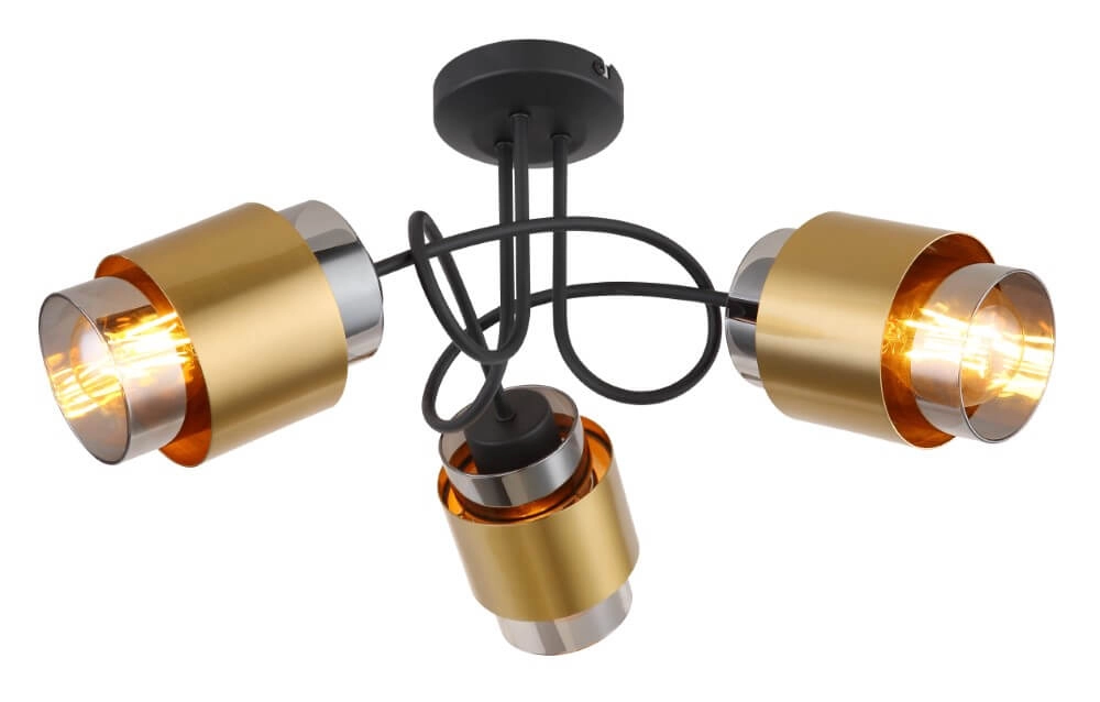 Plafondlamp Milley zwart met goud 3-lichts