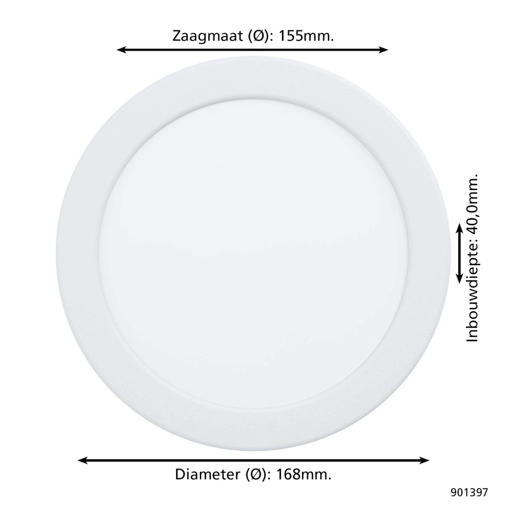 Inbouw lamp Fueva 6 rond - wit - Ø 16,8cm Eglo 9008606330775