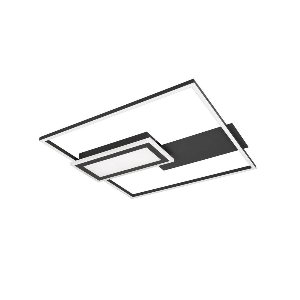 Vierkante plafondlamp Spiro zwart 50cm Trio 4017807612455