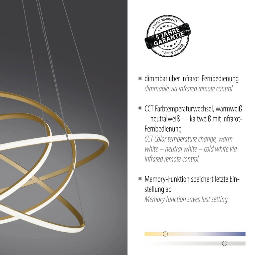 Moderne hanglamp Tessara messing Paul Neuhaus 4012248372661
