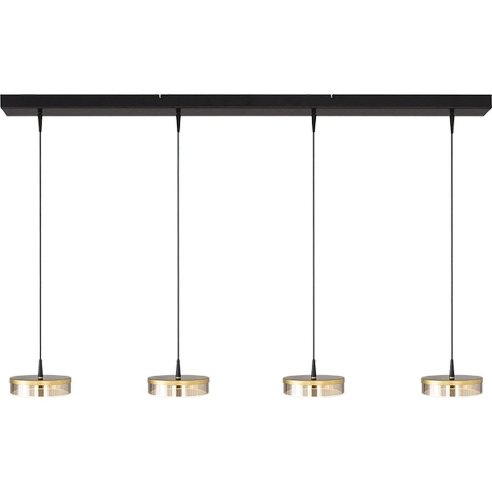 4-lichts hanglamp Imperia 130cm zwart met goud
