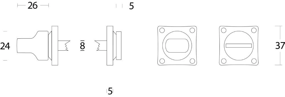 WC-sluiting Tira vierkant nikkel mat Intersteel 8714186096994