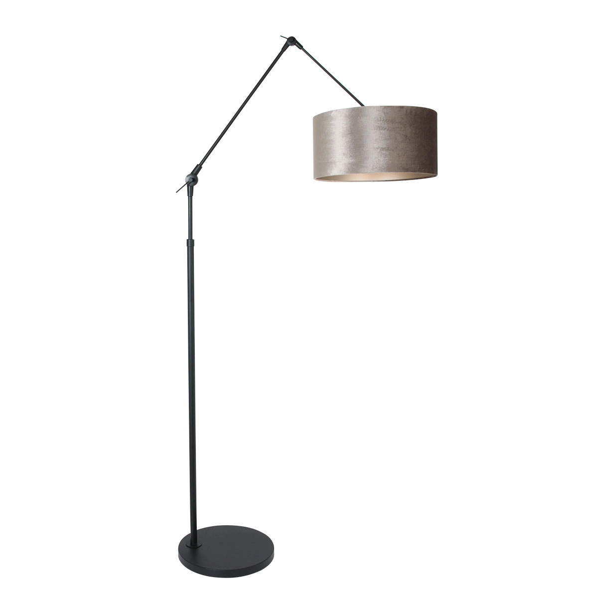 Vloer Leeslamp Prestige Chic zwart met 40cm taupe velourse kap Vloer Leeslamp Prestige Chic zwart met 40cm taupe velourse kap