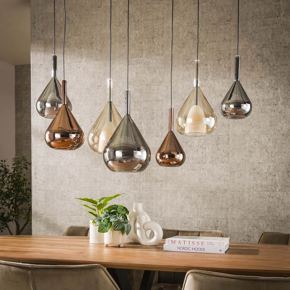 7-lichts eettafel hanglamp Wings Ø 22cm glas Lyora 8716803511989