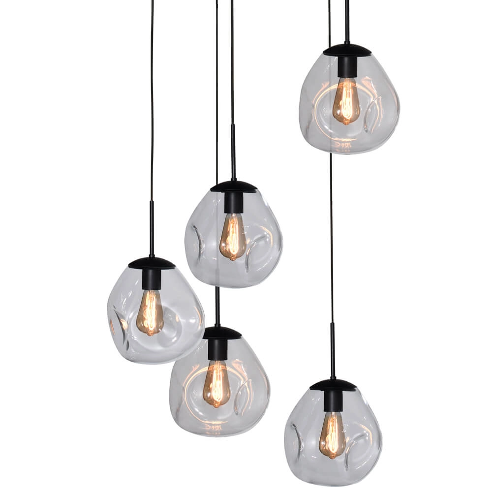 Vide hanglamp Lava 5x helder glas Ø 24cm Masterlight 8718121286518