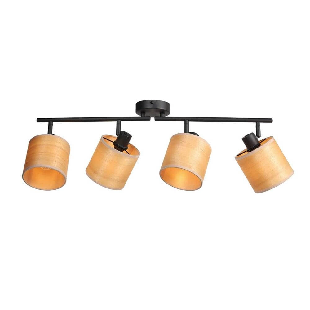 Plafondlamp Bambus zwart met bamboe 4-lichts Steinhauer 8712746171433