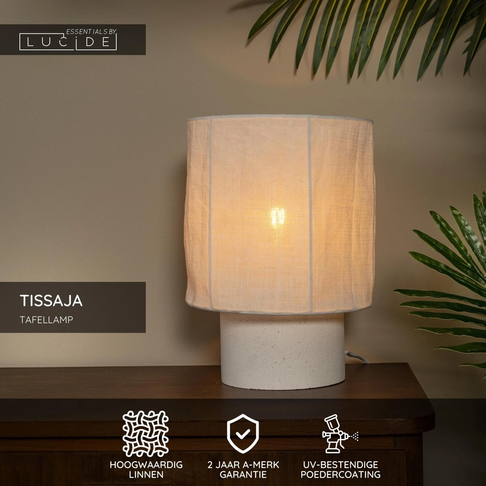 Tafellamp Tissaja Ø 20cm wit Lucide 5411212061614