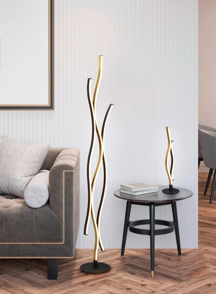 Vloerlamp Blaze zwart met goud Trio 4017807540390