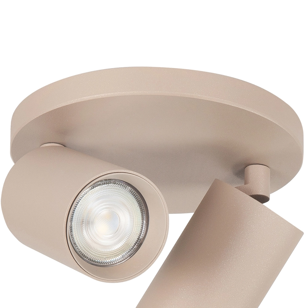 Opbouwspot Mila 2-lichts rond zand bruin Highlight 8718379050398