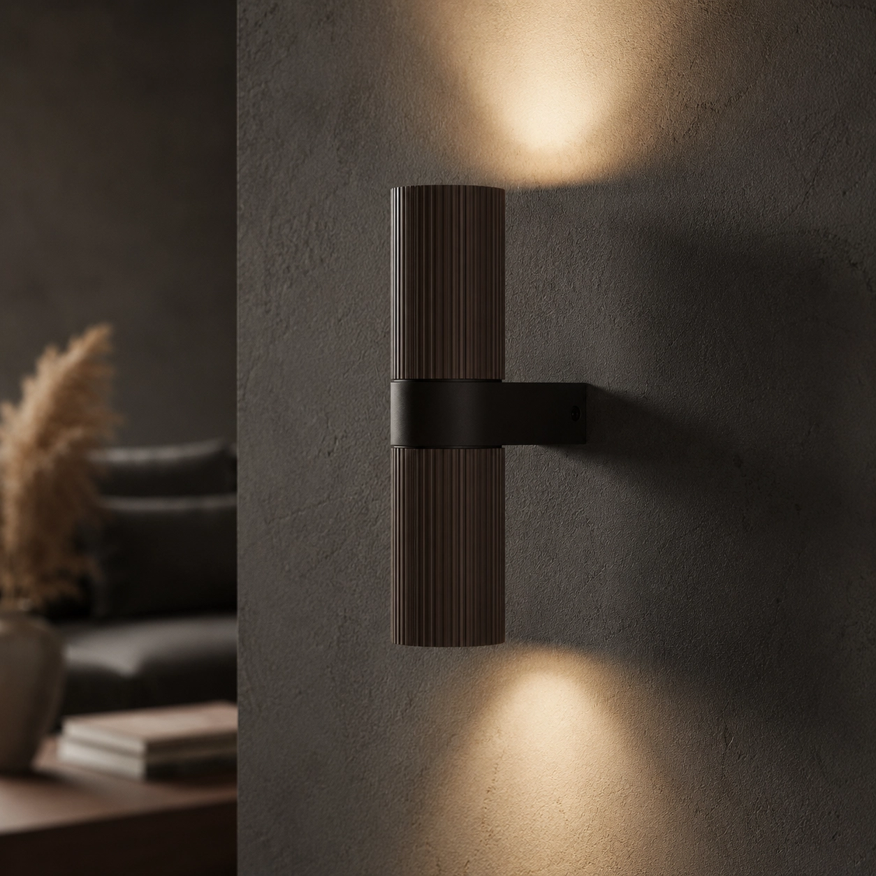 Wandspot ribbels Linea Bruin met zwart