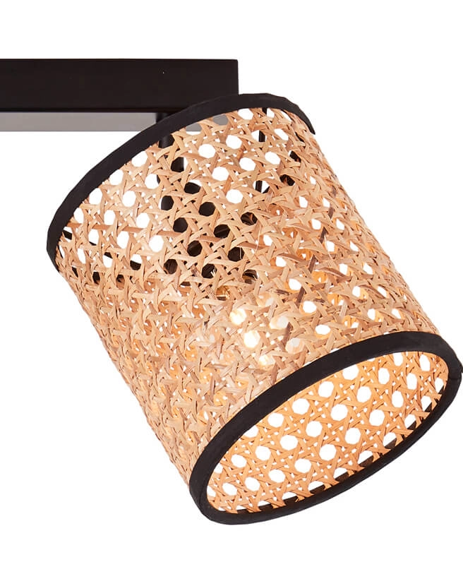 Spots Wiley 4-lichts zwart met rotan Brilliant 4004353394850