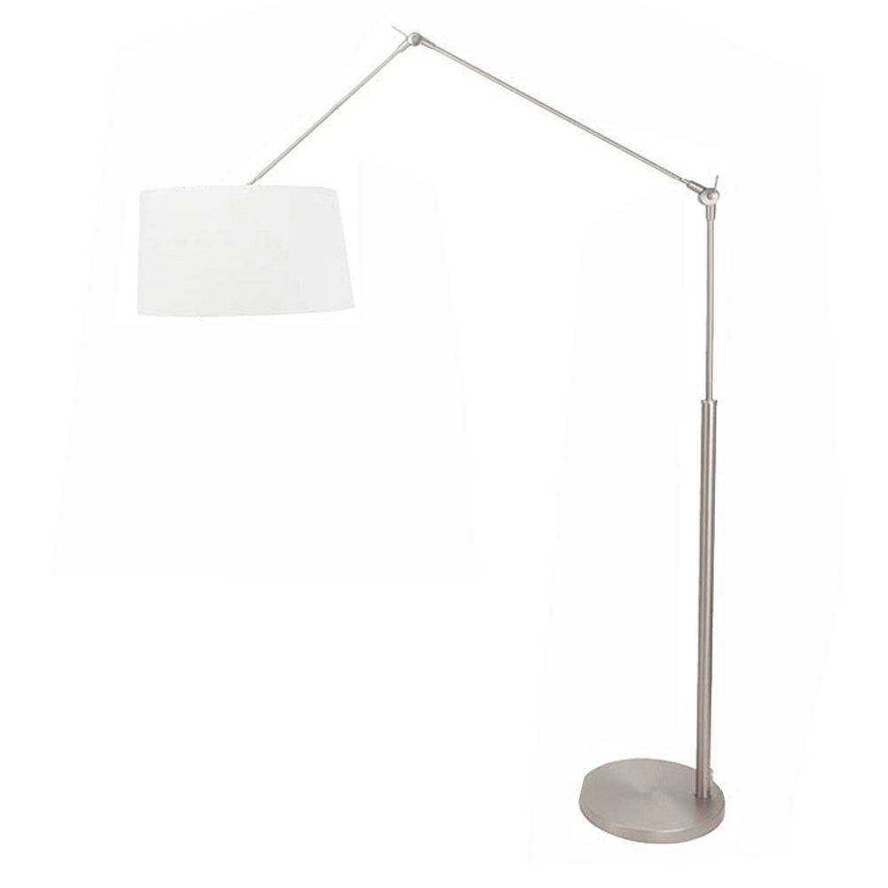 Vloerlamp Gramineus 165cm grijs met linnen witte kap
