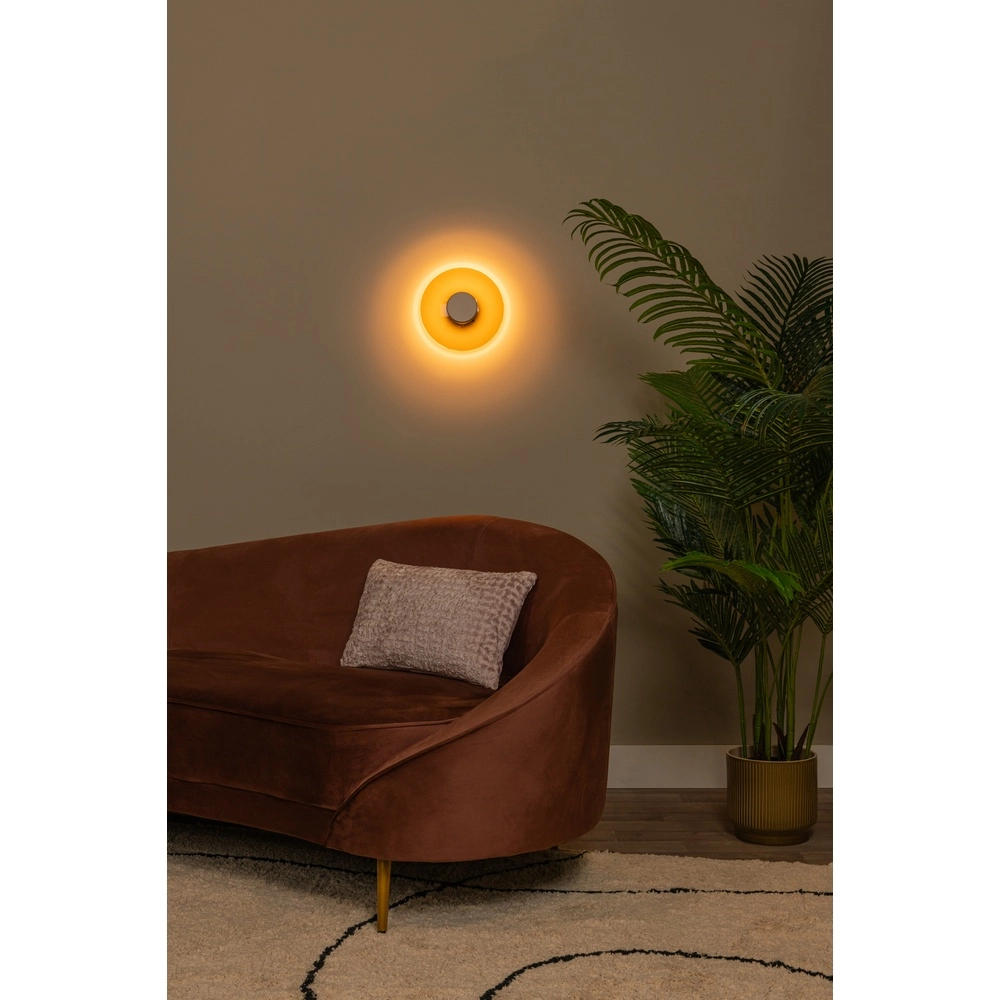 Led wandlamp Santiago Ø 23cm - champagne met amber glas Premium by Lucide 5411212221896