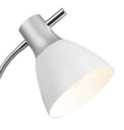 Strakke bureaulamp Jan zilver met wit Brilliant 4004353121609