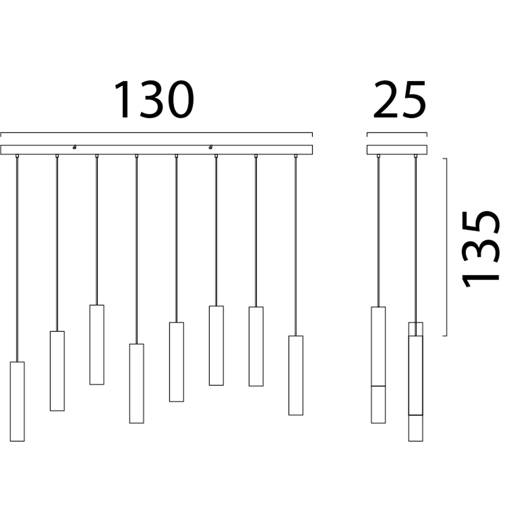 Eetkamer hanglamp Run 8 antiek koperen pendels Masterlight 8718121206448