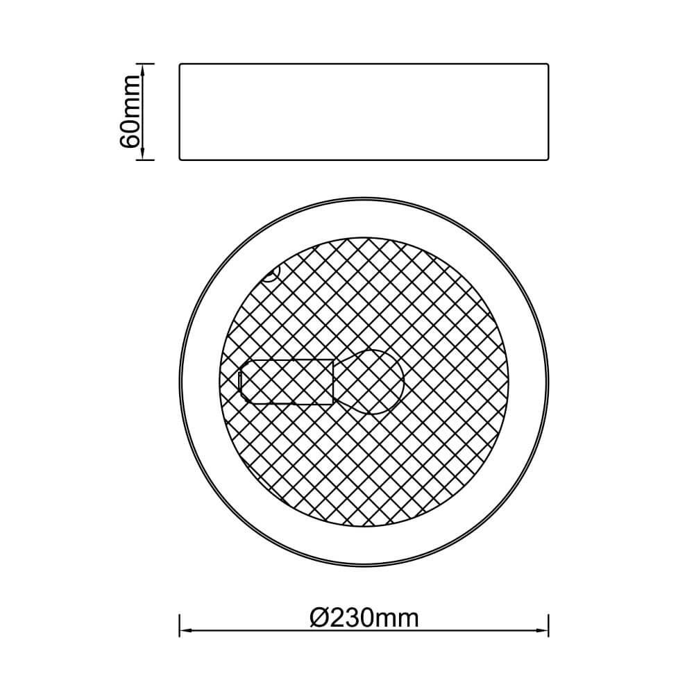 Zwarte plafondlamp Sandros Ø 23cm met gaas Brilliant 4004353409448
