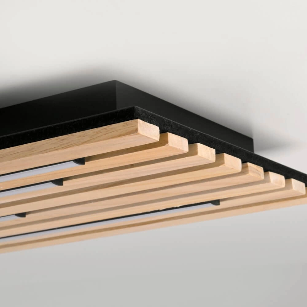 Rechthoekige plafondlamp Q-Akustik hout Paul Neuhaus 4012248385371