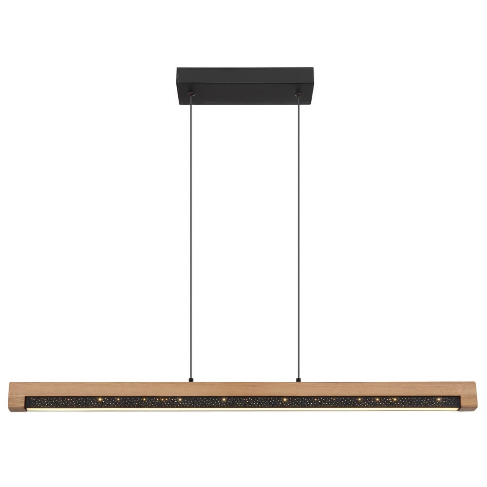 Design hanglamp Starla zwart met hout 85cm Globo 9007371456291