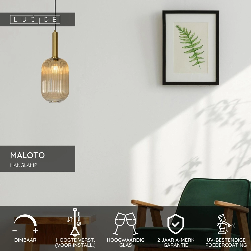 Hanglamp Maloto Ø 20cm amber Lucide 5411212451187
