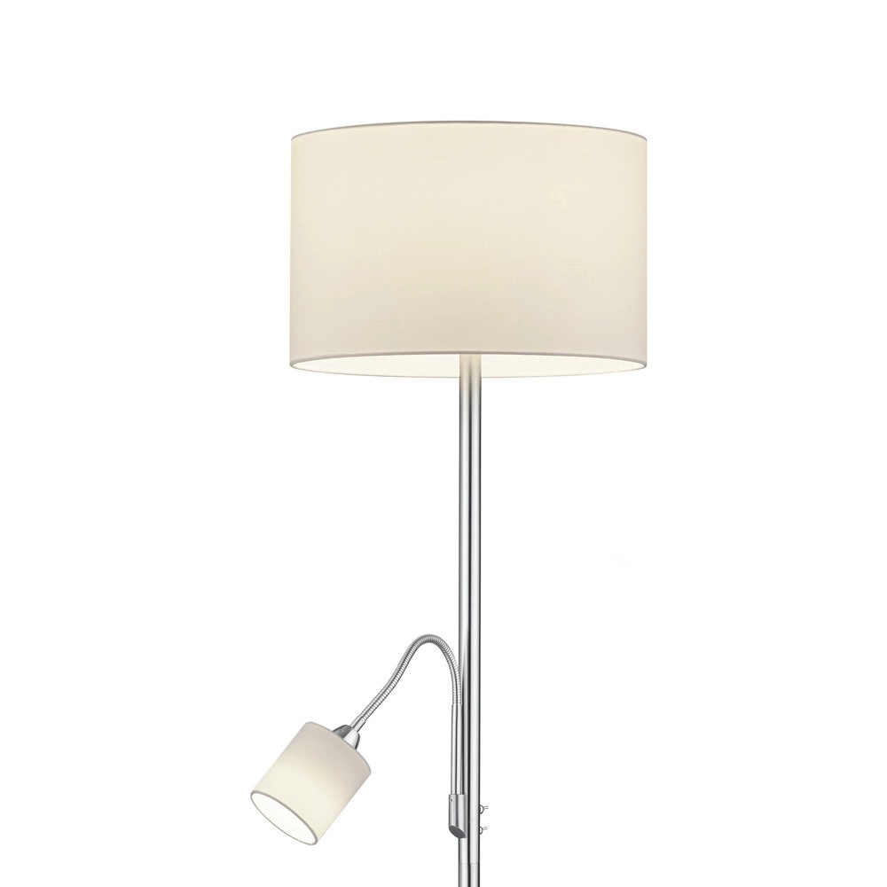 Vloer Leeslamp Hotel 2-lichts metaalgrijs met witte kap Trio 4017807433654