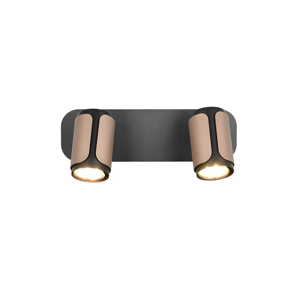 2-lichts opbouwspot Gillan zwart met bruin Trio 4017807640434