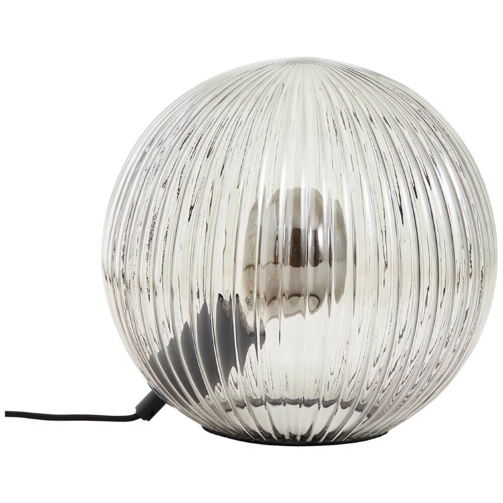 Bol tafellamp Belado geribbeld met smoke glas Brilliant 4004353428425