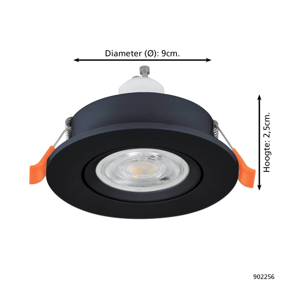 Inbouwspot Barranco zwart Ø 9cm - 4,5W - 4000K Eglo 9008606359349