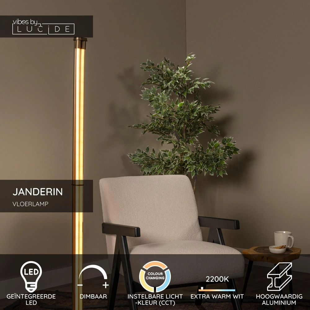 Unieke vloerlamp Janderin champagne Lucide Vibes 5411212242105