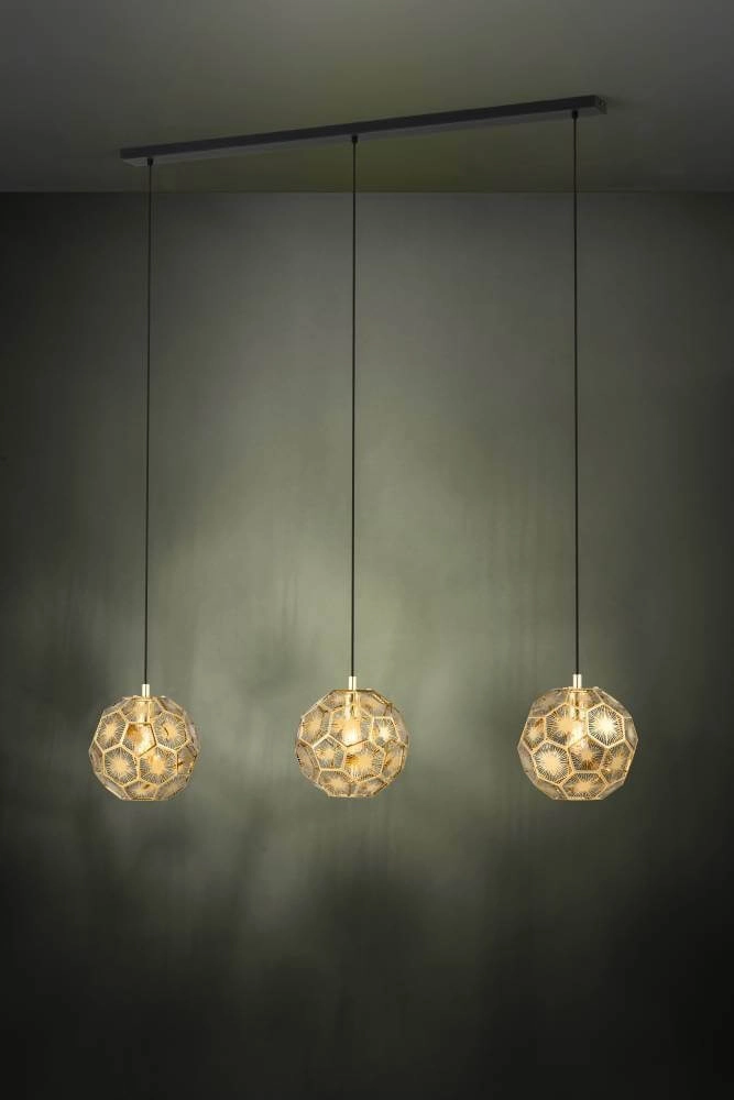 Gouden hanglamp Skoura eetkamer - 3-lichts Stars of Light 9002759397579