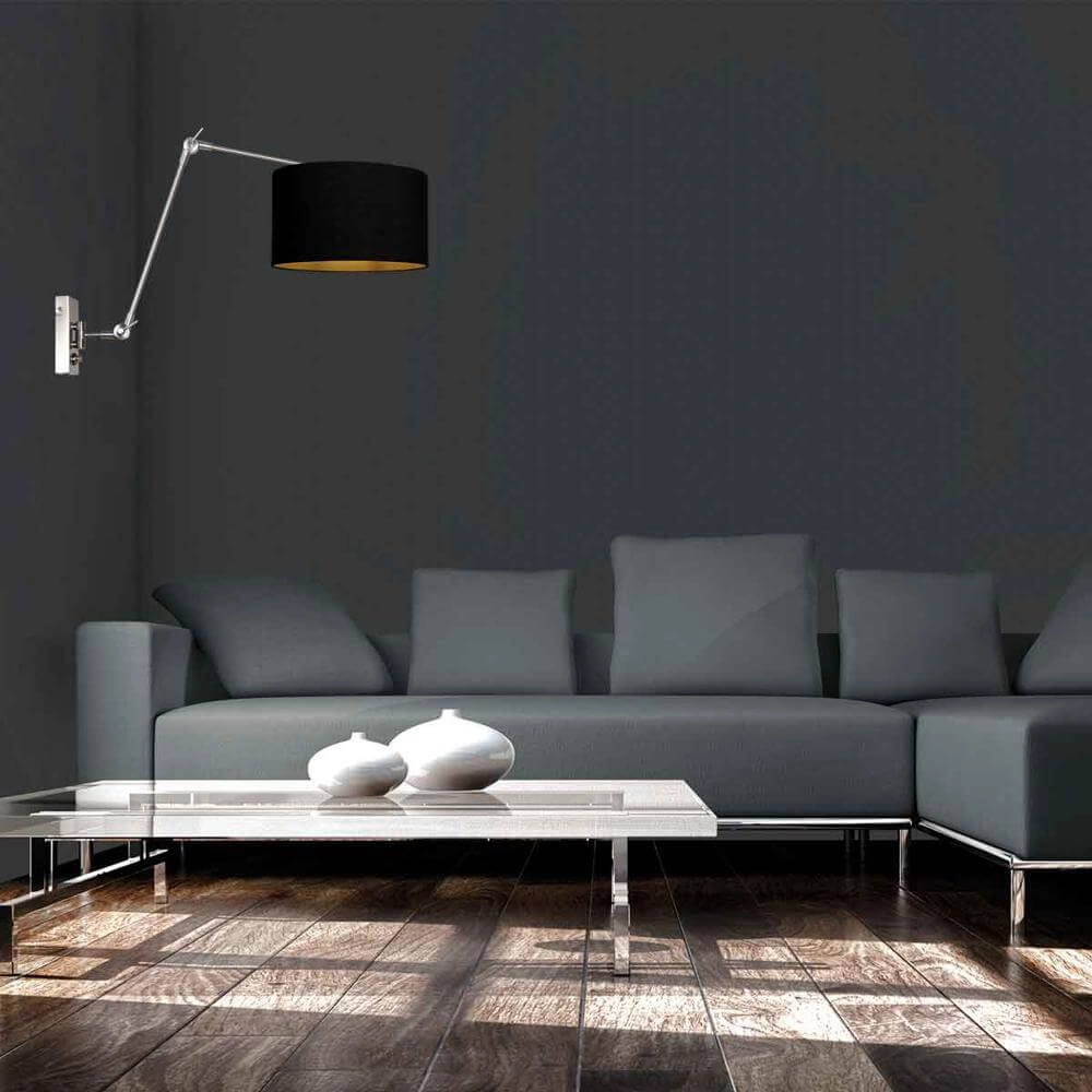 Wandlamp Prestige Chic metaal met zwarte kap Steinhauer 8712746175677