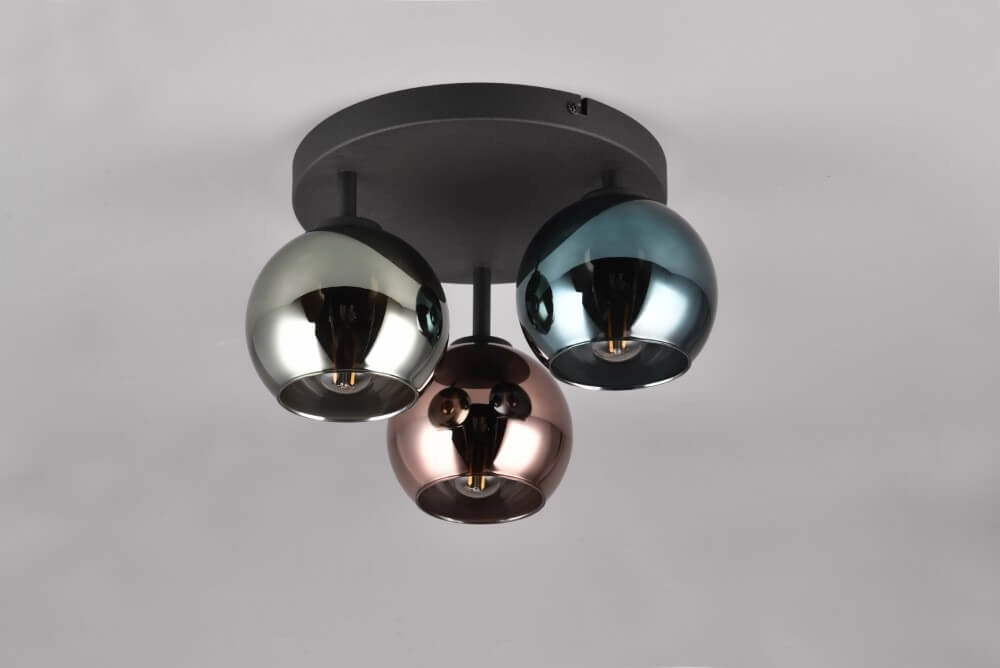 Design plafondlamp Sheldon zwart met smoke glas Trio 4017807585247