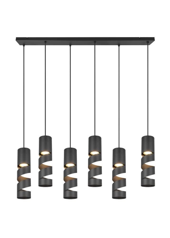 6-lichts koker hanglamp Stream zwart Trio 4017807614022