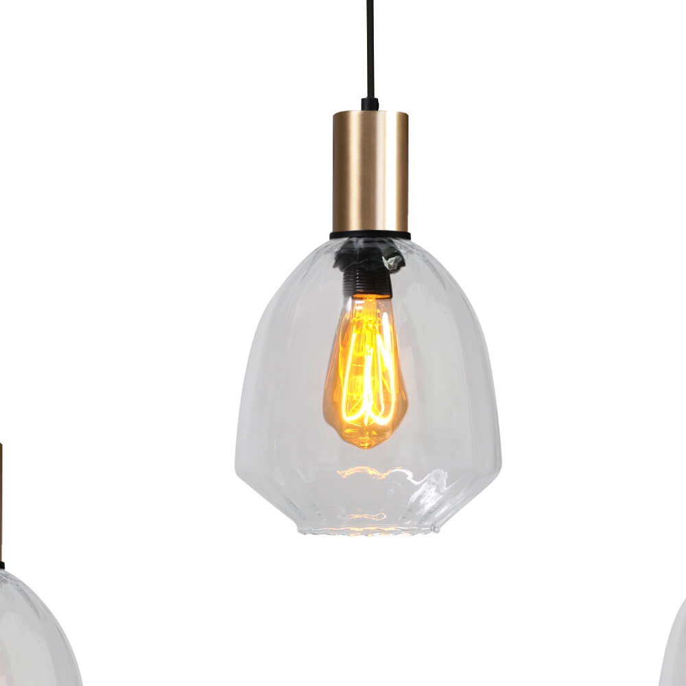 5-lichts hanglamp - goud - Porto met Nicolette clear glazen Masterlight 8718121270319