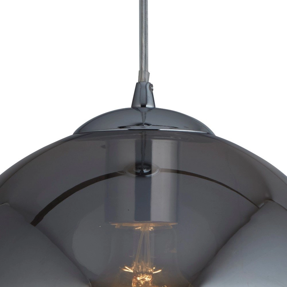 Glazen hanglamp Balls Ø 25cm chroom met smoke glas Searchlight 5053423096162
