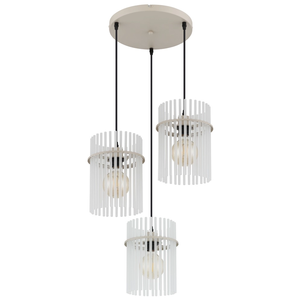 3-lichts hanglamp Gorley zand bruin met glas rond Globo 9007371569717