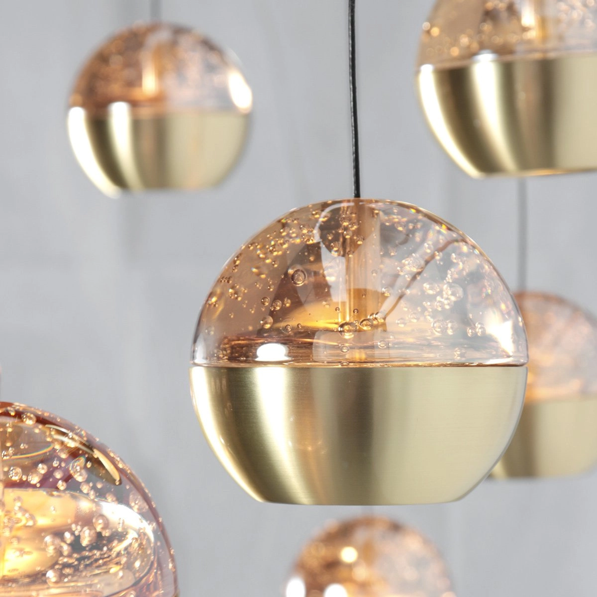 5-licht vide hanglamp Belluno led - messing goud met glas Steinhauer 8712746183870