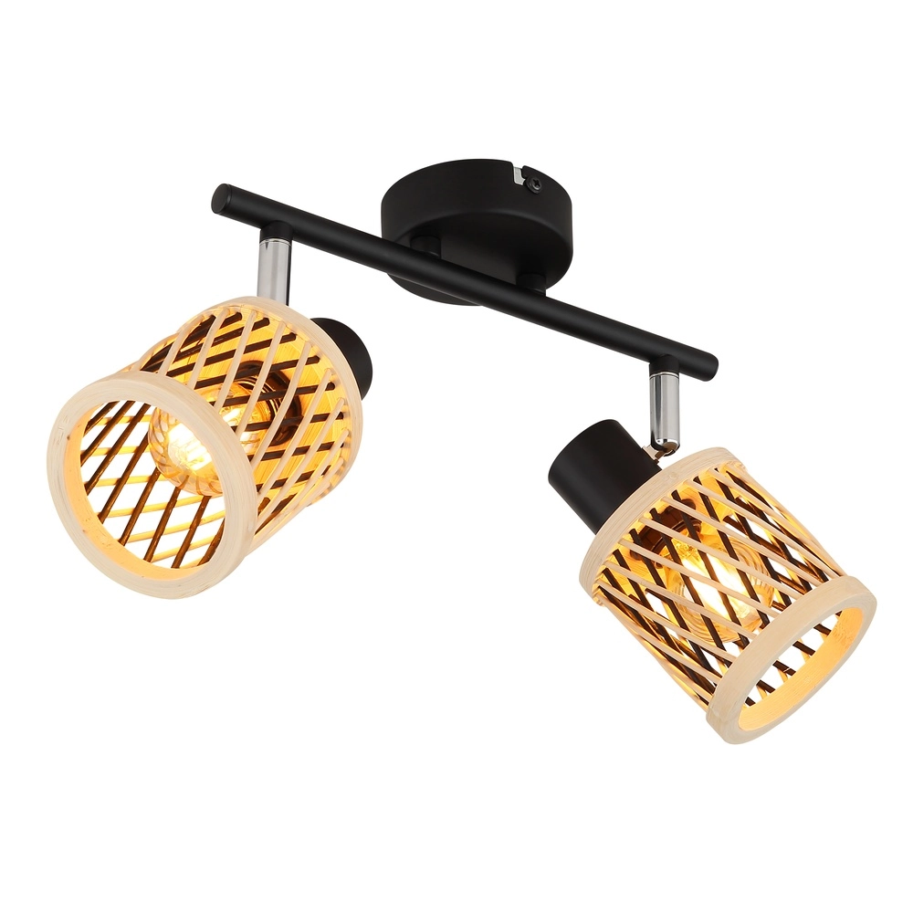 Wandlamp Mali 2-lichts zwart met kapjes