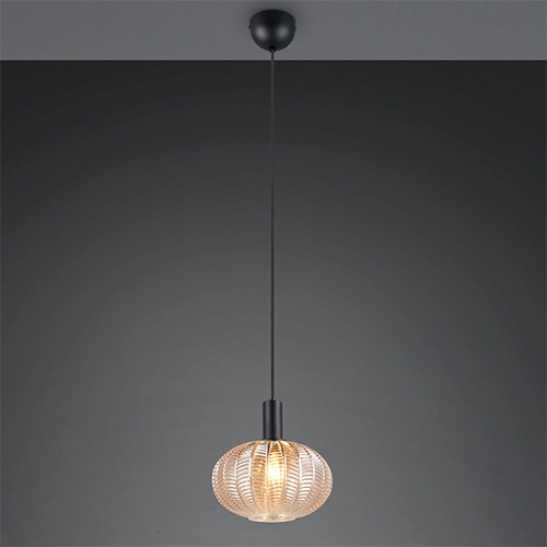 Klassieke hanglamp Elvezia amber glas