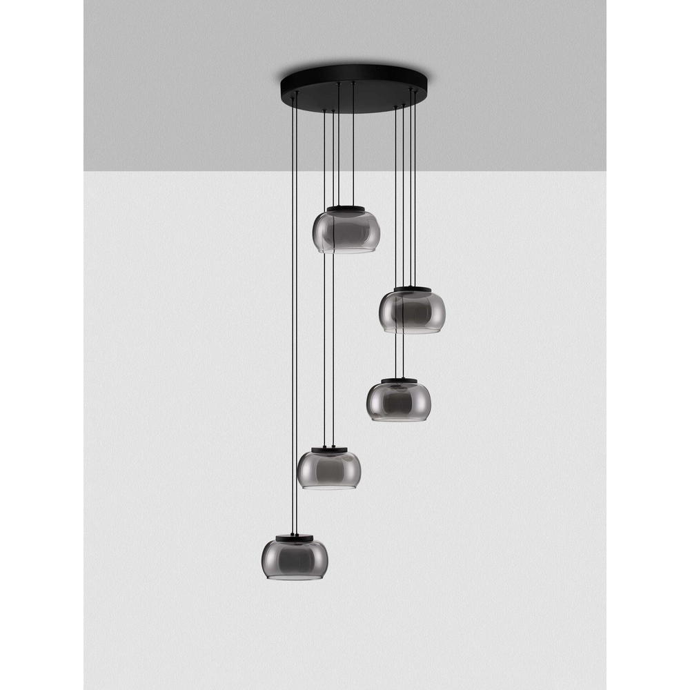 Moderne hanglamp Bios 5-lichts zwart Lyora 5212017458537