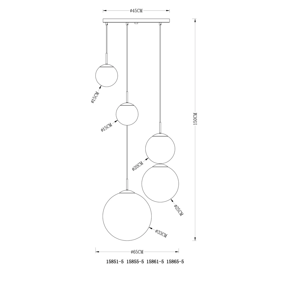 5-lichts hanglamp Varus goud Globo 9007371377466