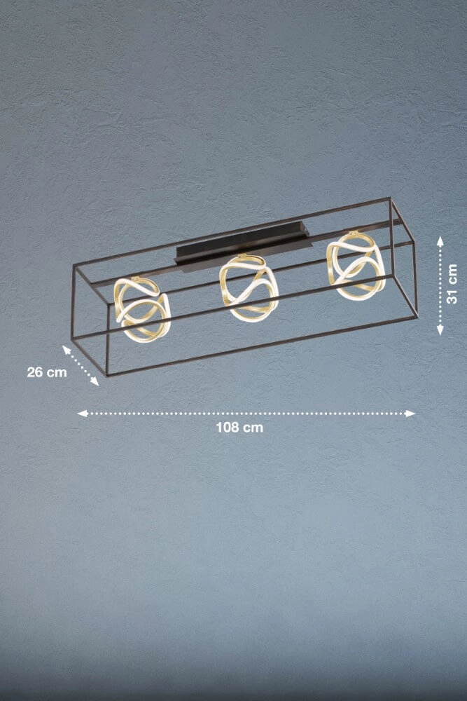 Design plafondlamp Gesa zwart met goud Fischer & Honsel 4001133205566
