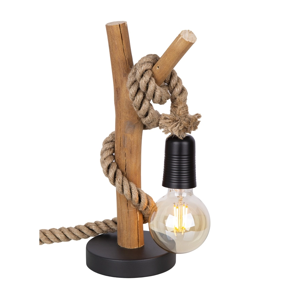 Houten tafellamp Nerida met touw
