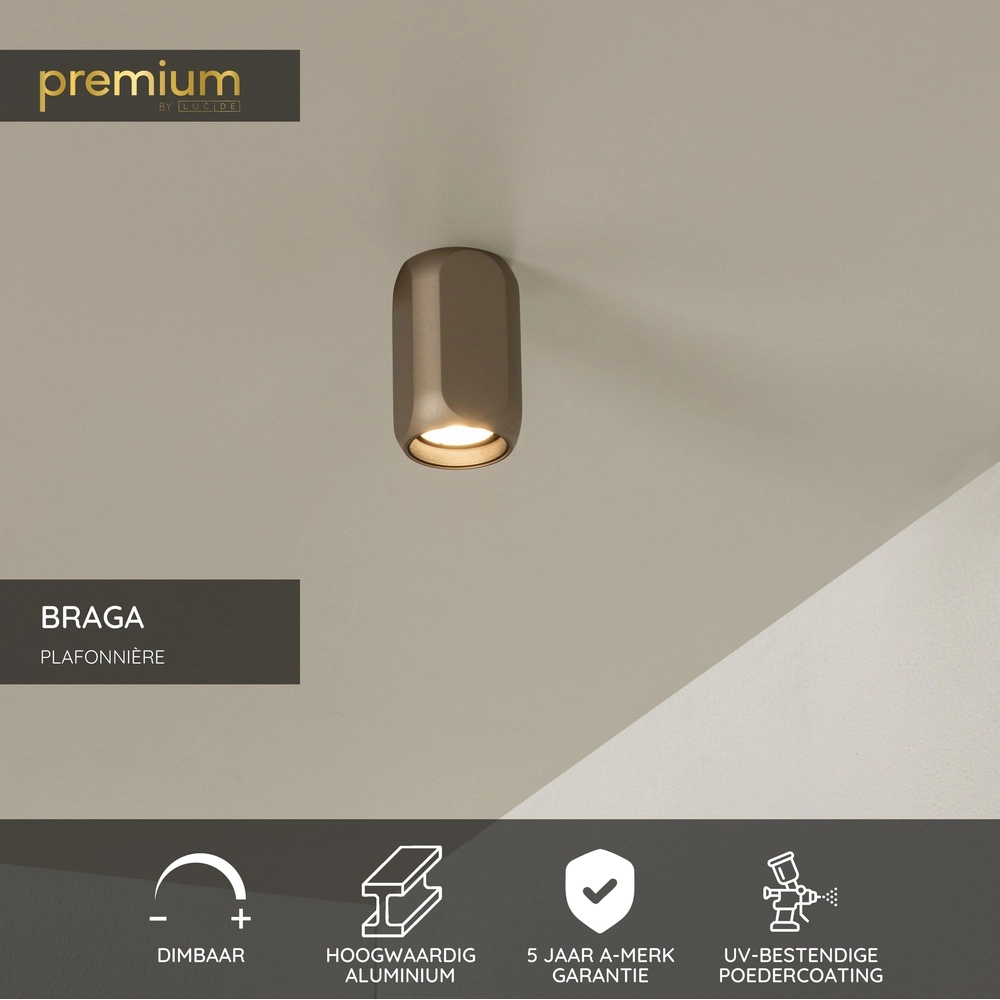Champagne opbouwspot Braga 1x GU10 - Ø 6cm Premium by Lucide 5411212234377