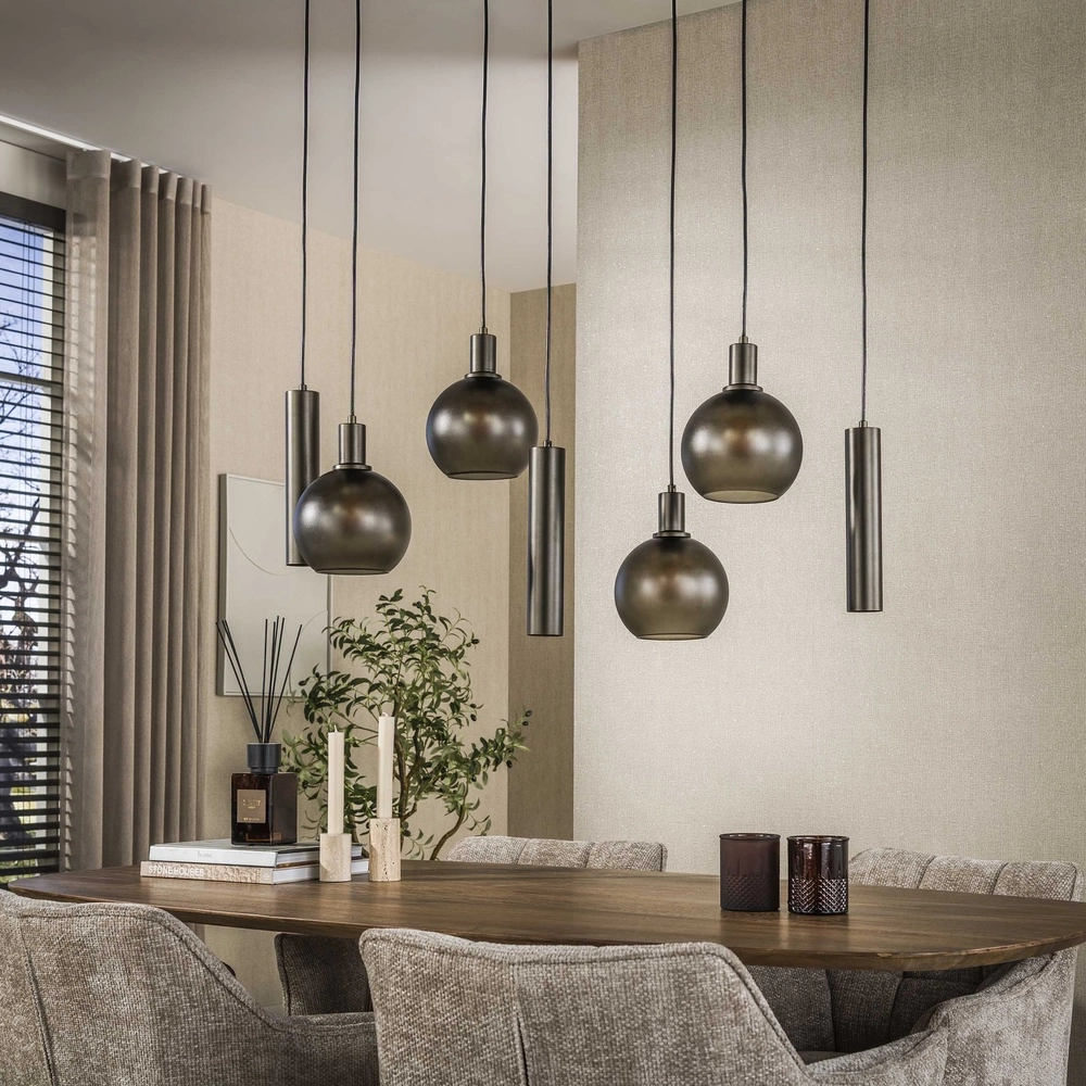 Hanglamp eettafel Sfera met glazen bollen en pendels Lyora 8716803512399
