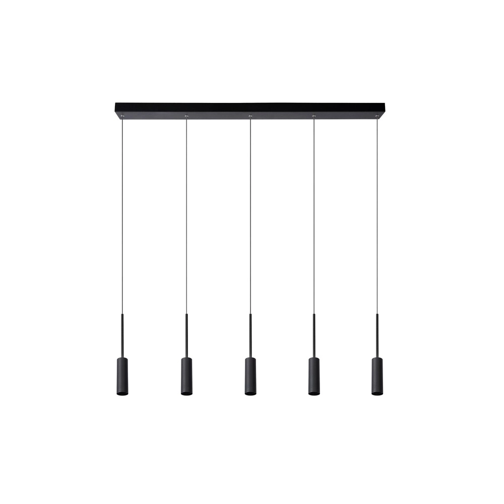 5-lichts design hanglamp Tubule zwart