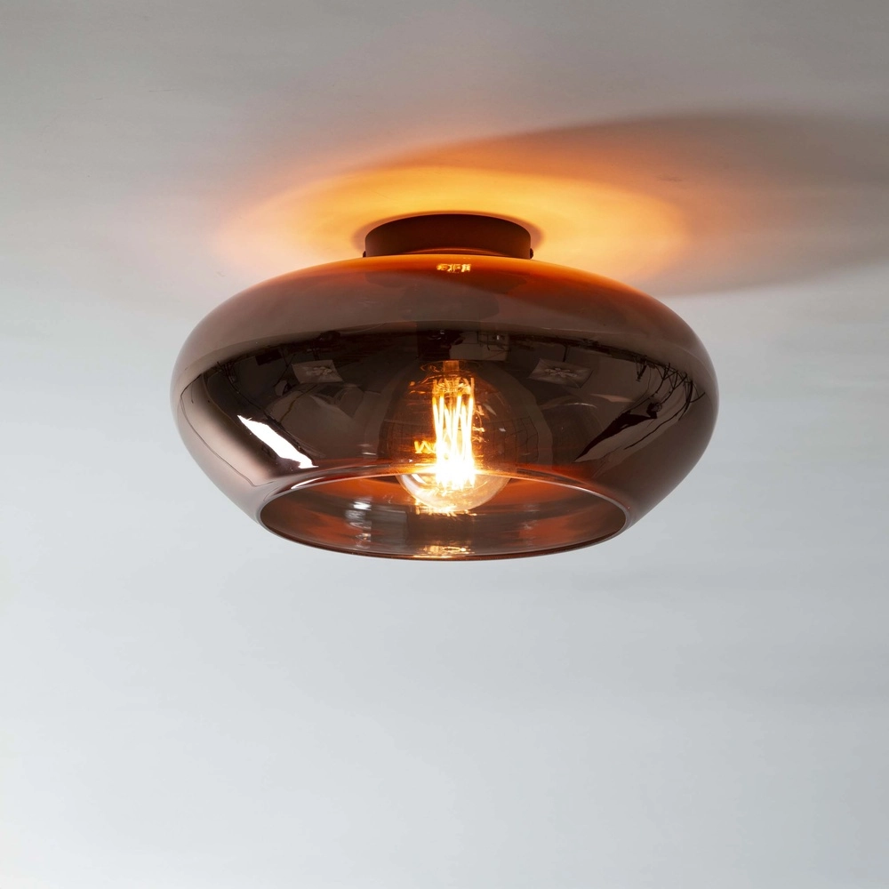 Glazen plafondlamp Elevate Ø 40cm - koper glas