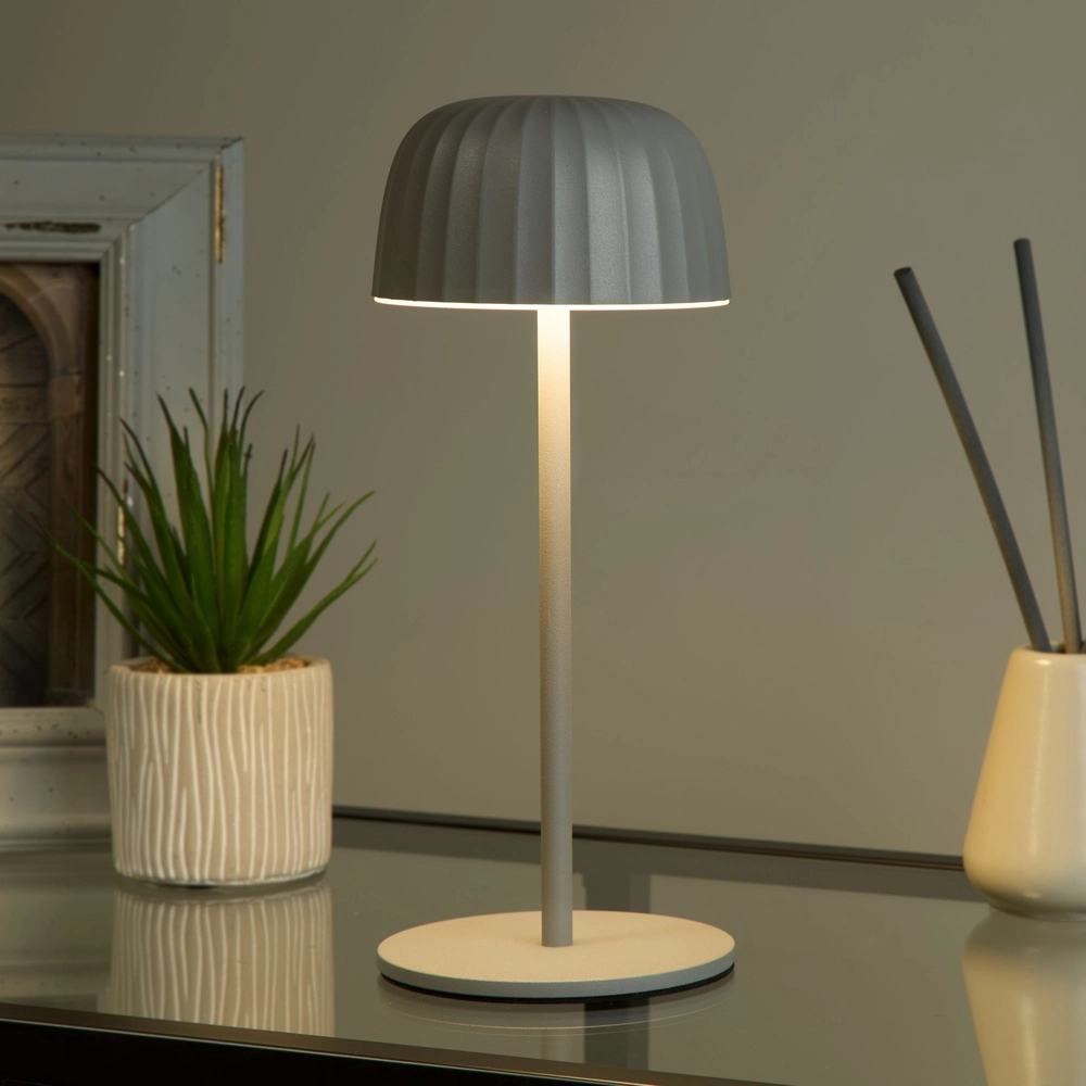 USB Oplaadbaar tafellampje Ezra grijs Searchlight 5053423306124
