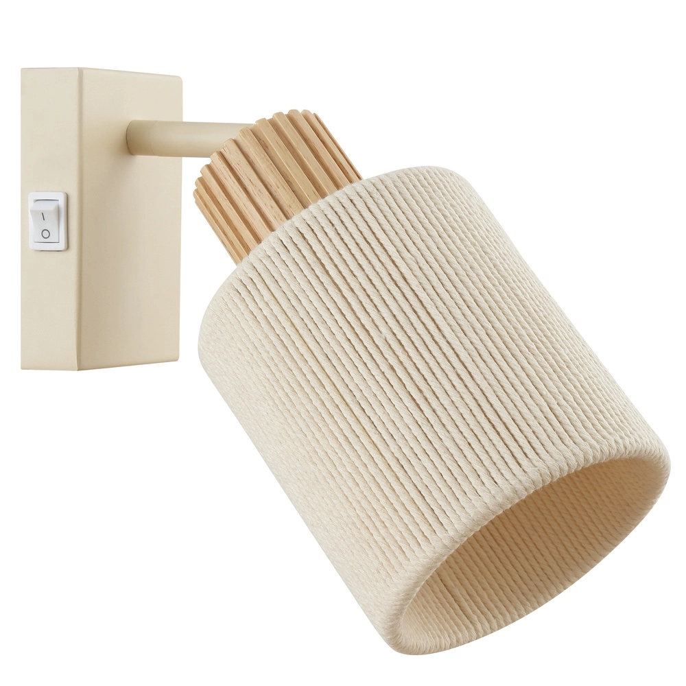 Wandlampje Arlo zand bruin met hout en schakelaar Brilliant 4004353477034
